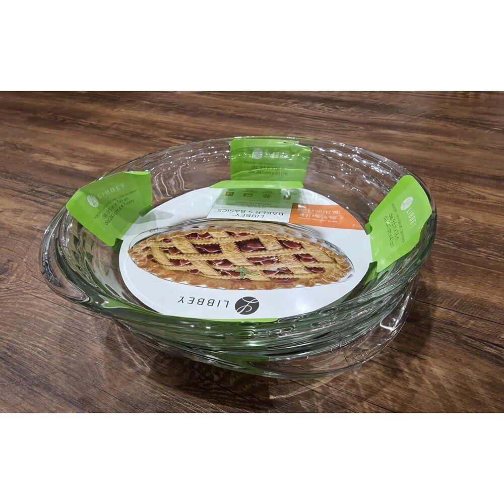 Set of 2 Libbey Glass Pie Dishes Ridged 9.5 In X 1.6 in